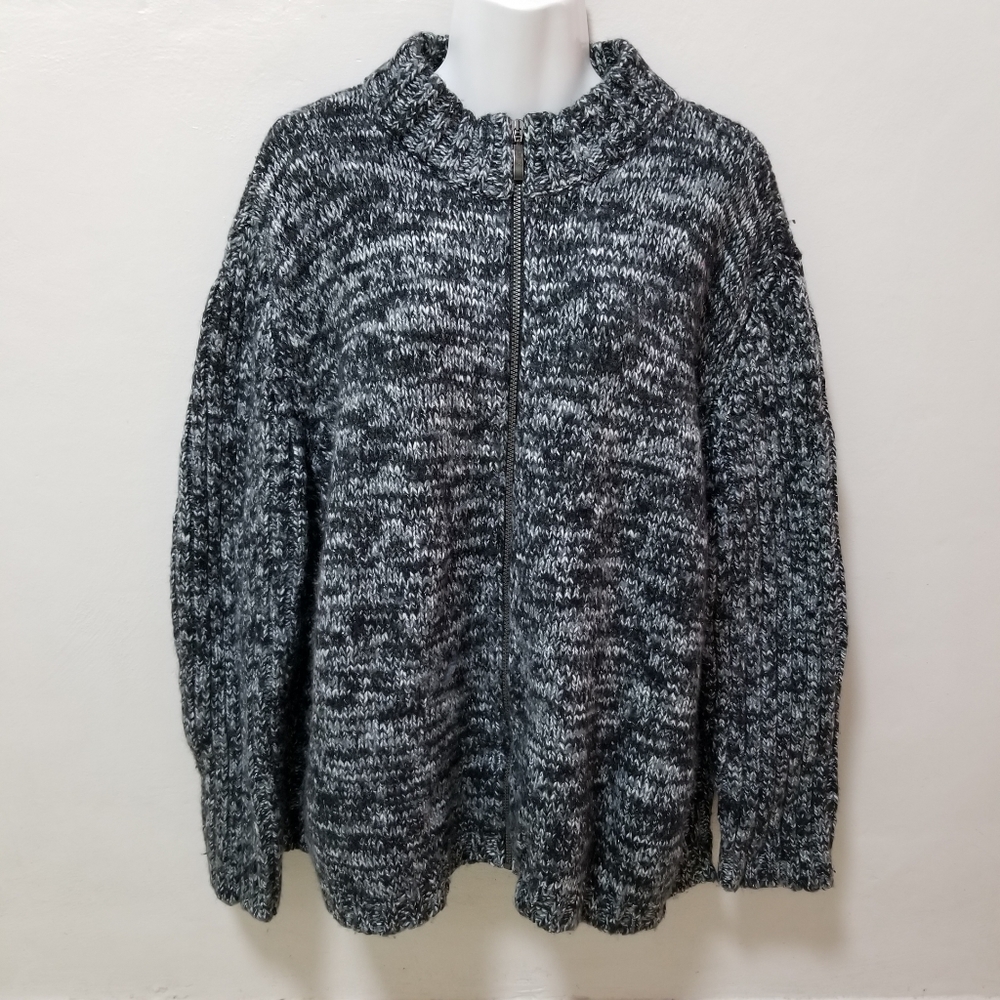 Giacca Maglia Women Sweater Cardigan Zip Front Gray Metallic Italy Virgin Wool